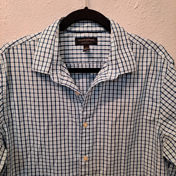 Banana Republic Blue Plaid Button Down Shirt - Picture 2 of 7